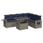 vidaXL Salon de jardin avec coussins 7 Pièces noir résine tressée acacia