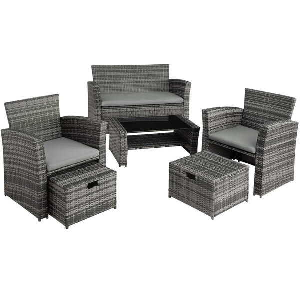 Salon de jardin rotin résine tressé synthétique 4 places avec housse de protection gris 2108079