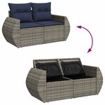 vidaXL Salon de jardin 6 Pièces avec coussins gris résine tressée