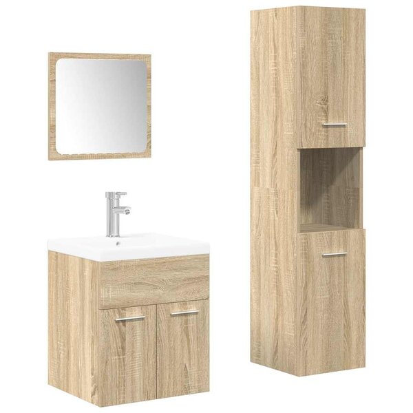 vidaXL Ensemble de meubles de salle de bain 4 Pièces chêne sonoma