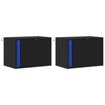 vidaXL Tables de chevet murales avec lumières LED 2 Pièces noir