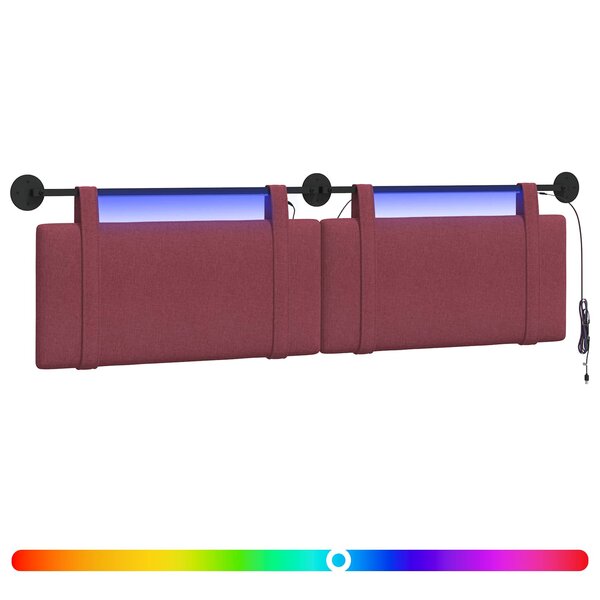 vidaXL Tête de lit suspendue Bordeaux Tissu