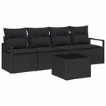 vidaXL Ensemble de canapé de jardin 5 Pièces Noir 55 x 55 x 37 cm