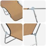 vidaXL Chaises longues pliables lot de 2 Acier et tissu Taupe