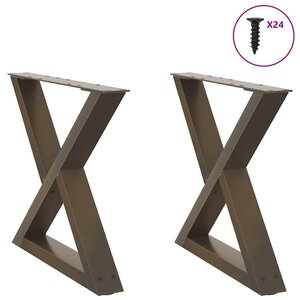 vidaXL Pieds de table basse 2 pièces Acier naturel 60 x (42-43 3) cm Acier