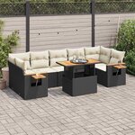 vidaXL Salon de jardin avec coussins 8 Pièces noir résine tressée acacia