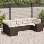 vidaXL Salon de jardin avec coussins 7 Pièces marron résine tressée