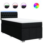 vidaXL Sommier à lattes de lit avec matelas Noir 90x200 cm Tissu