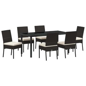 vidaXL Ensemble de salle à manger pour jardin 7 Pièces Noir