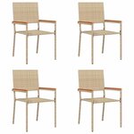 vidaXL Chaises empilables de jardin 4 Pièces Crème et marron