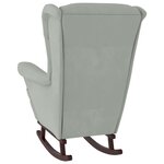 vidaXL Fauteuil à bascule à oreilles en velours gris clair bois massif