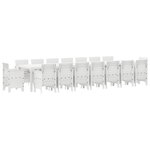 Ensemble salle à manger jardin 17 pièces avec coussins blanc poly rotin