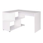 Bureau adulte d'angle avec étagères 100 cm blanc 19_0000549