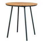 Table plateau en teck naturel pieds noirs ø 70x74 cm