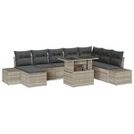 vidaXL Ensemble de canapé de jardin 9 Pièces Gris clair Poly rotin