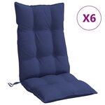 vidaXL Coussins de chaise à dossier haut lot de 6 bleu marine