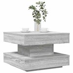 vidaXL Table basse rotative à 360 degrés sonoma gris 50x50x34 5 cm