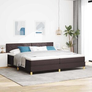 vidaXL Lit à ressorts avec matelas Marron foncé 200 x 200 cm tissu