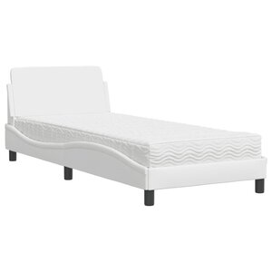 vidaXL Lit avec matelas blanc 90x200 cm similicuir