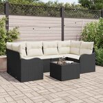 vidaXL Ensemble de canapé de jardin 7 Pièces Noir 55 x 55 x 37 cm