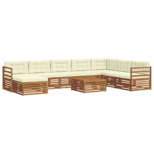 vidaXL Ensemble de canapés d'extérieur 9 pc Naturel et Crème
