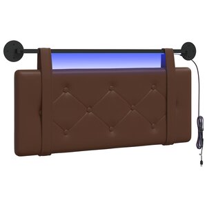 vidaXL Tête de lit suspendue Avec lumière LED Marron Simili cuir