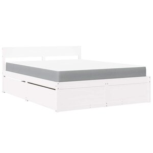 vidaXL Lit avec tiroirs et matelas blanc 140x200 cm bois massif de pin