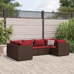 vidaXL Salon de jardin 6 Pièces avec coussins Marron Résine tressée