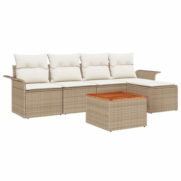 vidaXL Ensemble de canapé de jardin 6 Pièces Beige Poly rotin