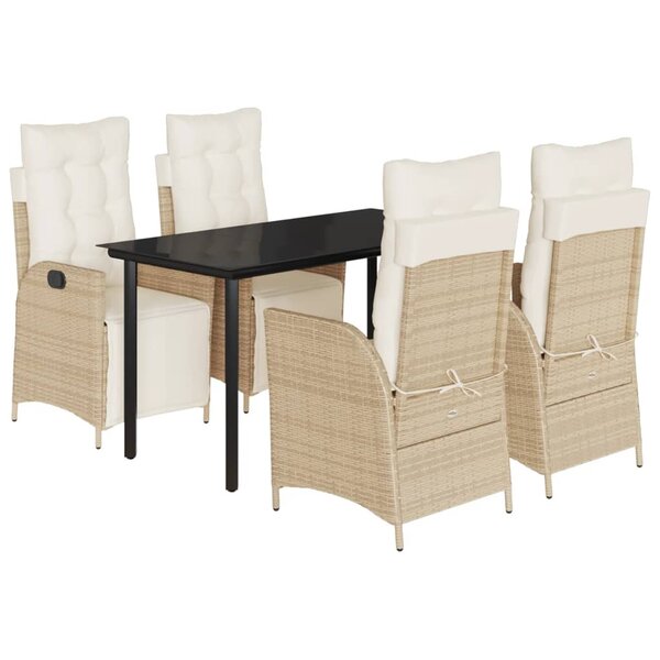 vidaXL Ensemble à manger de jardin avec coussins 5Pièces Beige poly rotin