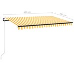 vidaXL Auvent automatique capteur de vent/LED 400x350cm Jaune et blanc
