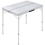 vidaXL Table de camping pliable avec 2 bancs Aluminium Blanc
