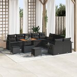 Set de sofa de jardin vidaXL 13 pièces avec coussins - Poly Rattan noir Acacia