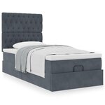 vidaXL Cadre de lit ottoman avec matelas gris foncé 100x200 cm velours