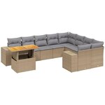 vidaXL Salon de jardin avec coussins 10 Pièces beige résine tressée