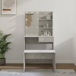 vidaXL Ensemble de coiffeuse avec LED Blanc brillant Bois d'ingénierie