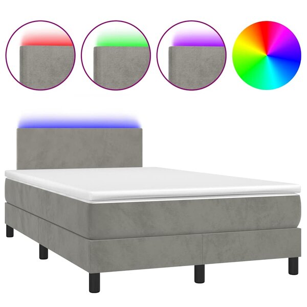 vidaXL Sommier à lattes de lit avec matelas LED gris clair 120x190 cm
