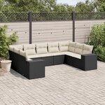vidaXL Salon de jardin 9 Pièces avec coussins noir résine tressée