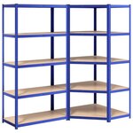 vidaXL Étagères à 5 niveaux 2Pièces Bleu Acier et bois d'ingénierie