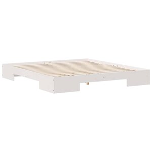 vidaXL Cadre de lit surélevé Blanc 200 x 200 cm Bois massif en pin