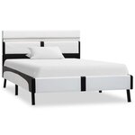 vidaXL Cadre de lit avec LED Blanc et noir Similicuir 90x200 cm