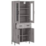 vidaXL Buffet haut Sonoma gris 69 5x34x180 cm Bois d'ingénierie