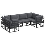 vidaXL Ensemble de canapé de jardin 6 pc Noir Aluminium