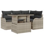 Ensemble de Canapés de Jardin vidaXL 5 Pièces avec Coussins en Rotin Poly Gris Clair