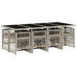 vidaXL Ensemble à manger de jardin et coussins 9 Pièces gris clair rotin