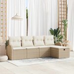 vidaXL Ensemble de canapé de jardin 5 Pièces Beige Poly rotin