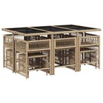 vidaXL Ensemble à manger de jardin et coussins 11 Pièces beige poly rotin