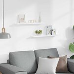 vidaXL Étagères à rebord pour cadre photo 2 Pièces Blanc 60x9x3 cm MDF