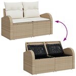 Ensemble de Canapés de Jardin vidaXL 7 pièces avec Coussins Beige Poly Rattan
