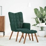 vidaXL Chaise de relaxation avec tabouret Vert foncé Velours